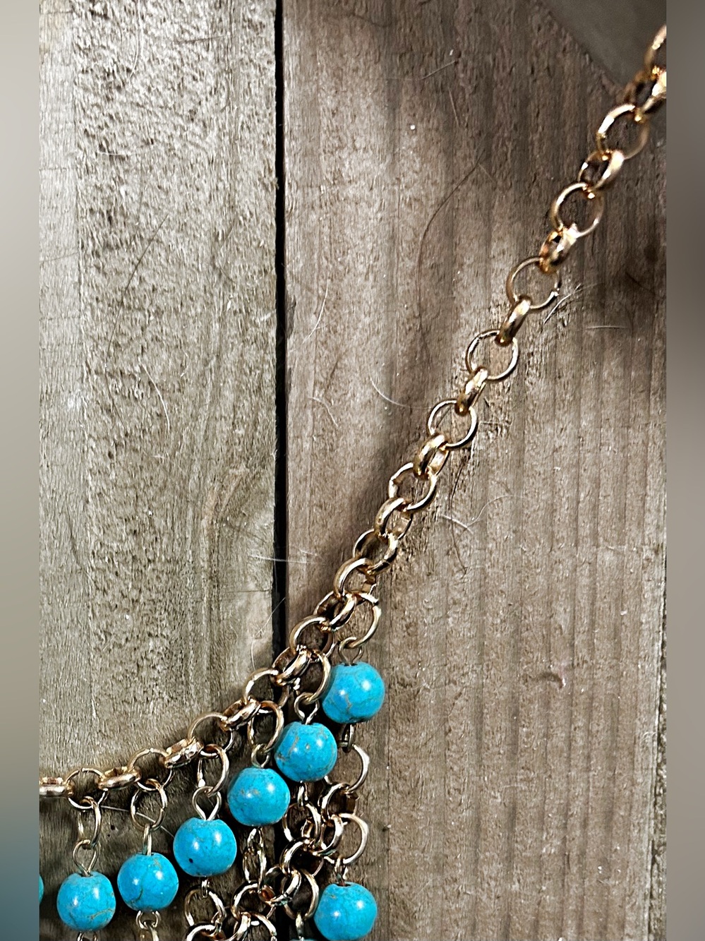 Beautiful Tiered Chandelier Faux Turquoise Necklace - Picture 6 of 10